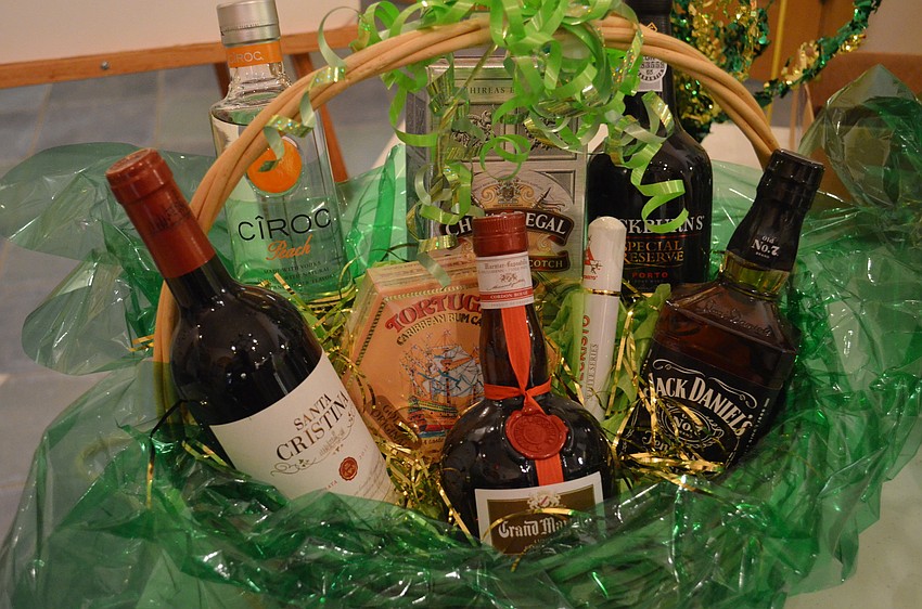 One of the raffle prizes was a basket with goodies.