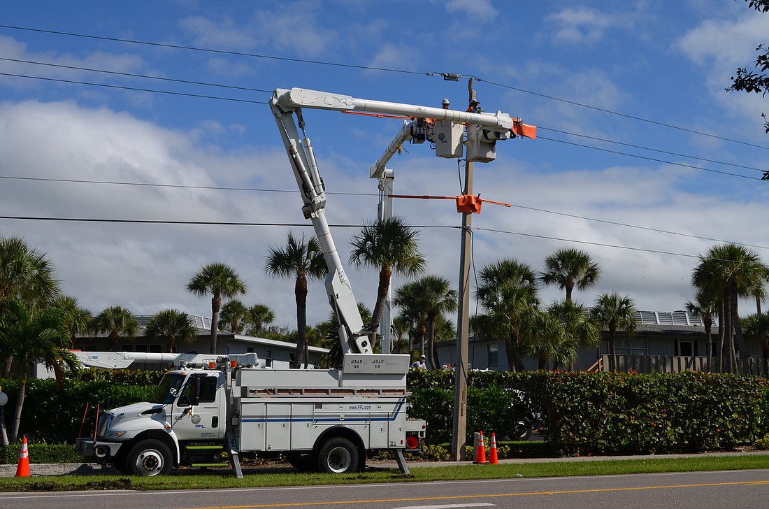 Florida Power & Light Co. worked to restore power yesterday to 3,825 Longboat Key customers.