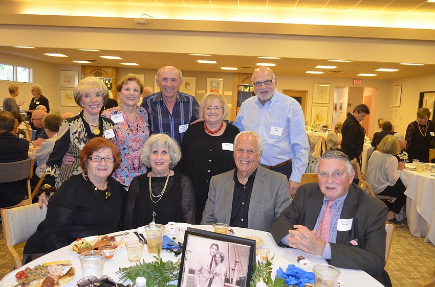 Back row, Doris Kaplan, Sandy and Ben Krause and Nessa and Rich Levine; front row: Lynn Burton, Sylvia and Irwin Pastor and Sherman Cooper