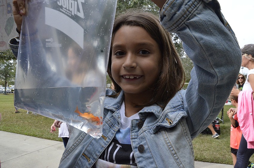 Gianna Archila won a gold fish during the festival.