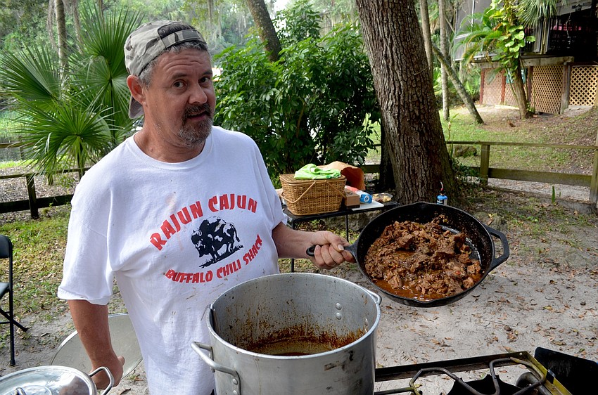 Stephen Spicer, of Bradenton, serves up his Sunday Church Gumbo.