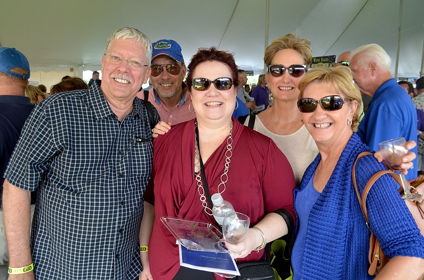 Don Baugh, Bob and Leigh Simons, and District 5 Commissioner Vanessa Baugh enjoy an afternoon with their friend and former Ranch resident, Eva Rey.