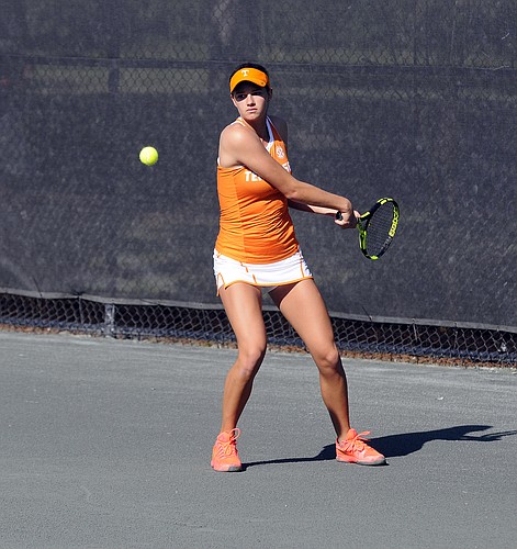 Ashley Bongart played singles and doubles during the Dick Vitale Intercollegiate Clay Court Classic Nov. 13 through Nov. 15.