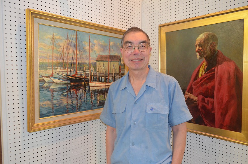 Christopher Zhang with his “Seaport” and “Pray for the Trip”