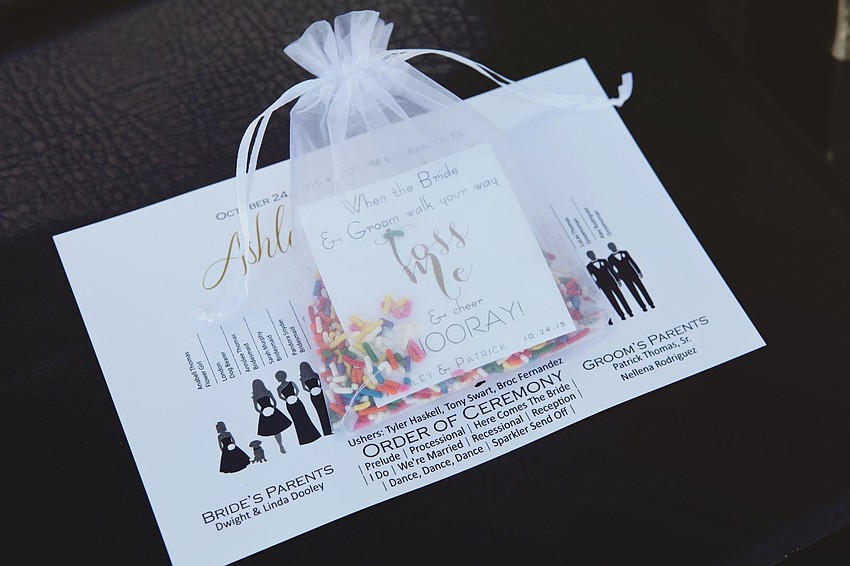 Wedding program and sprinkles to toss when the bride and groom walked down the aisle. (Photo Credit: Katie Beyer Photography)