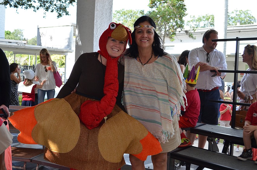 Teachers Ileana Manzano and Danielle Sobolewski dressed in costume for the show.