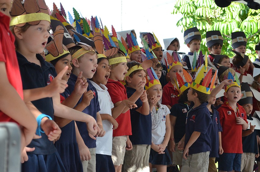 Students made costumes out of paper for the occasion.