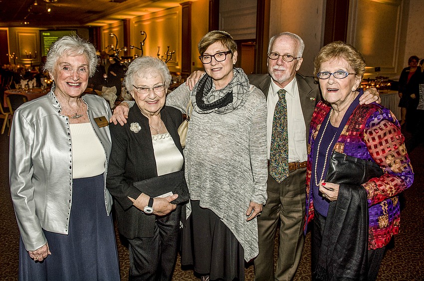 Arline Levine, Carolyn Kaplan, Rabbi Barbara Aiello, Enrico Mascaro and Janine Lew