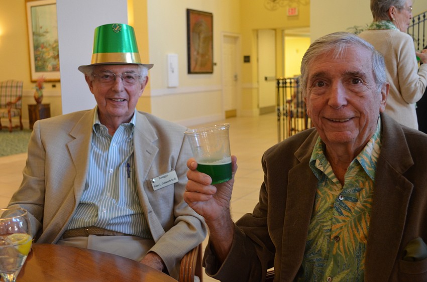 Allen Cudworth and Al Pezzillo enjoy green beer on St. Patrick’s Day.