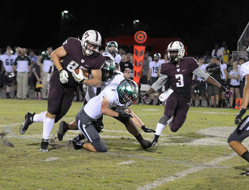 Braden River wide receiver Ryan Neuzil caught three passes for 90 yards.