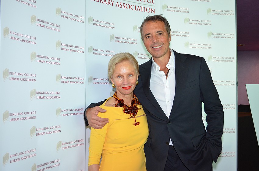 Town Hall 2015 Chairwoman, Nancy Morgan with speaker Dan Buettner.