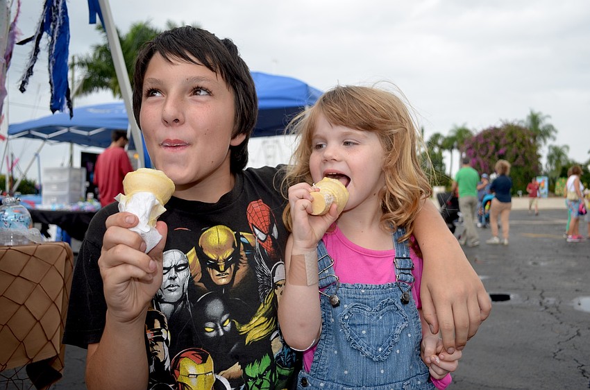 Nicholas McGaha and Raine Pittman, of Bradenton, enjoy sweet treats.