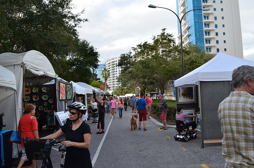 The Sarasota Fall Fine Arts Festival filled Gulfstream Avenue with booths from artists.