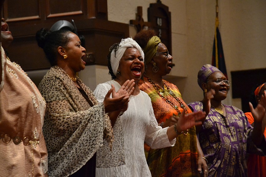 Regina Jenkins and Meadow Walker conclude the Interfaith Service on a high note with the Bethel Christian Methodist Episcopal Church Gospel Choir.