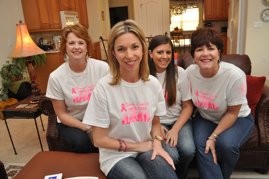 Andria Cucci, front, is recovering well from a optional double mastectomy after learning she was at high risk for developing breast cancer. Her friends and relatives, including Kathleen Cucci, Alexa Najmy and Maria Smith, are organizing an April 12 fundra