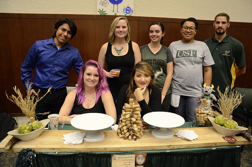 Jaime Hernandez, Jordan Bailey, Kayla Curlett, Alissa Rosas, Sydney Starcher, Melanie Wallace and Anthony Lepochat paired a blueberry blond ale with a blackened shrimptini with  mango salsa.