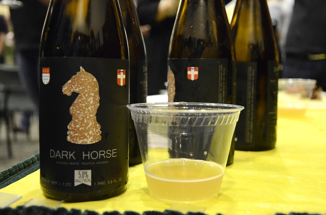 Dark Horse, the white truffle kolsch developed by student Dennis Metz and his team, is worth $200 a bottle. Urbani Truffles donated 14 ounces of truffles.
