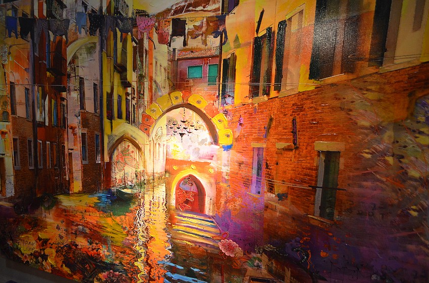 Elan Smadar Livne's colorful depiction of an European canal scene.
