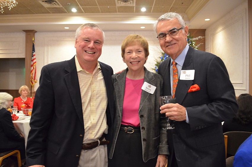 Sarasota Republican Club President Jack Brill, Nora Patterson and Phil Quirin