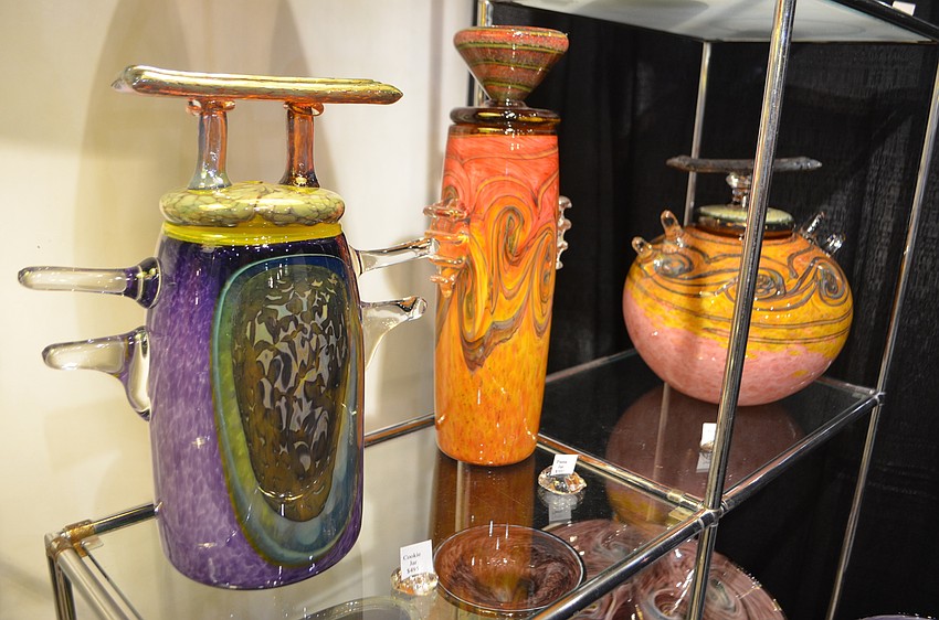 Herb Rosenburg's original glass containers and art pieces at the Sarasota Craft Show.