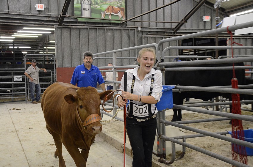 Delanie Bartell returns to the barn after her victory in winning Reserve Grand Champion.