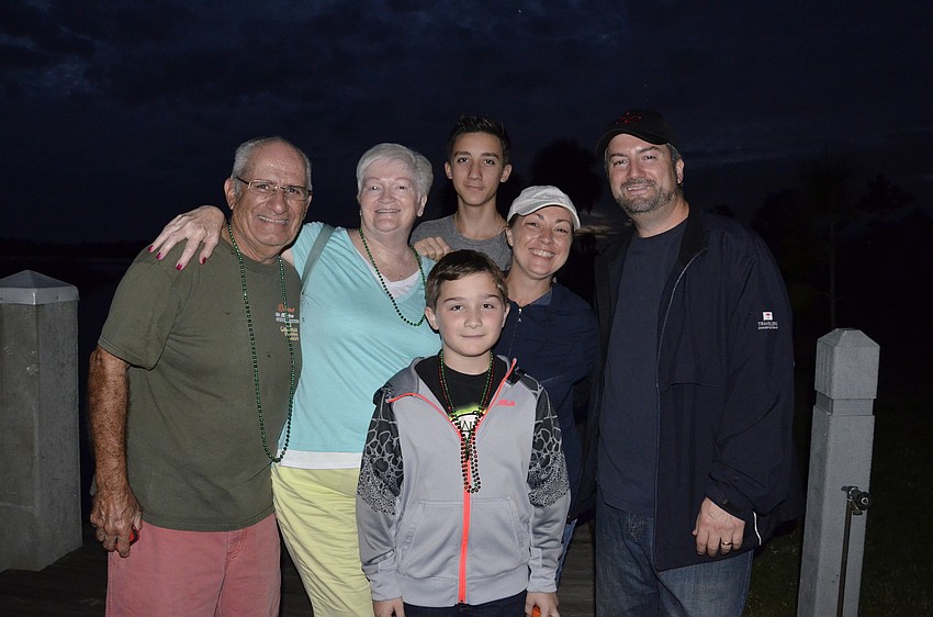 Whisper Bend residents Al and Nancy Karan brought family members Nate, Jake, Jen and Jeff Karan to Jiggs Landing to watch the boat parade.