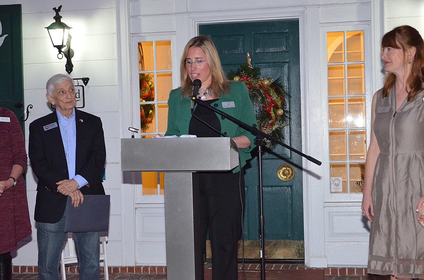 Marie Selby Botanical Gardens President and CEO Jennifer Rominiecki addresses guests.