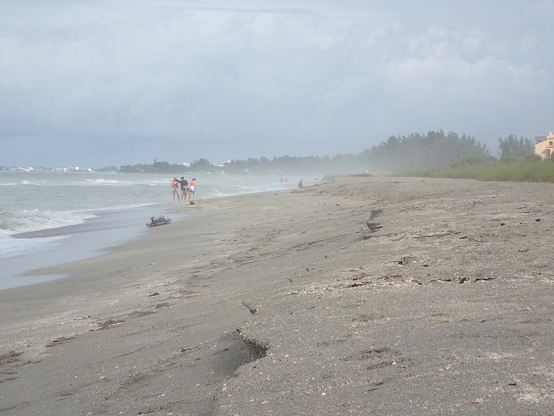 The view from Turtle Beach looking north, which shows erosion since the beach was first renourished in 2007.