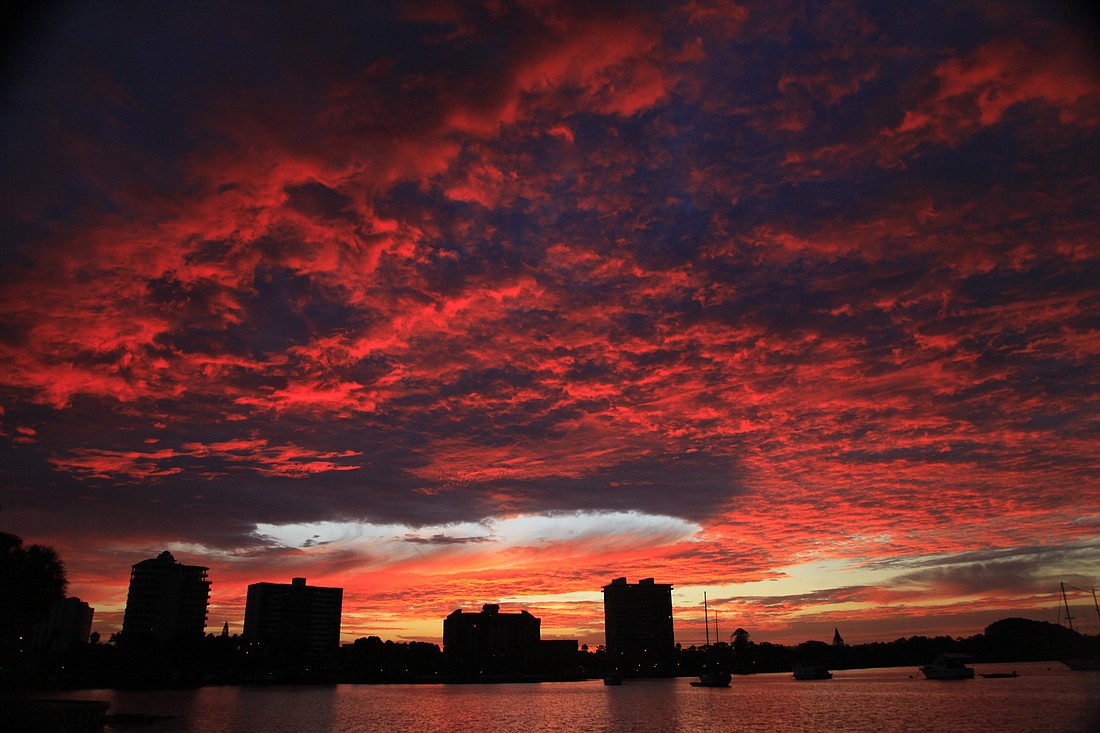 Charles Preston Rawls submitted this photo of â€œfire in the skyâ€ over Sarasota.