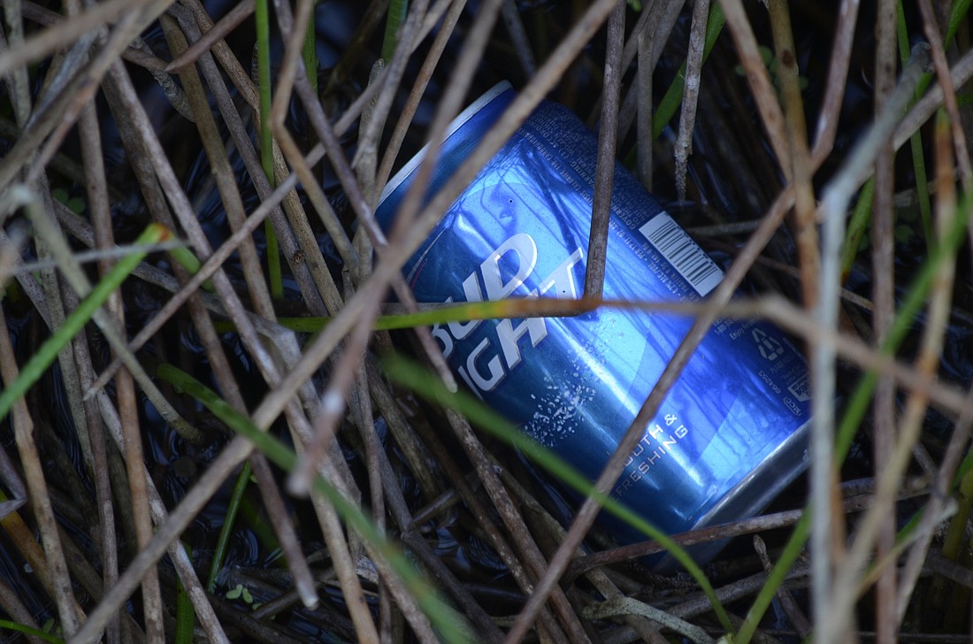 After a holiday weekend, the tall grasses and water surrounding the gazebo on Raymond Road are peppered with beer cans, said Ellen McKeefe, a bird naturalist volunteer.