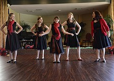 Samantha Crawford, Bea Kelly, Sarah Johnson, Patty McGuire and Emma Diner with Sarasota Sings provided entertainment for the holiday luncheon.