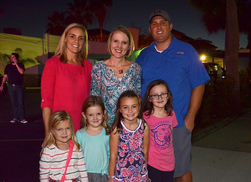 Beth Manley, Jessica and Nathan Hayes with their daughters Ella Manley, Ava Hayes, Hannah Manley and Addison Hayes.