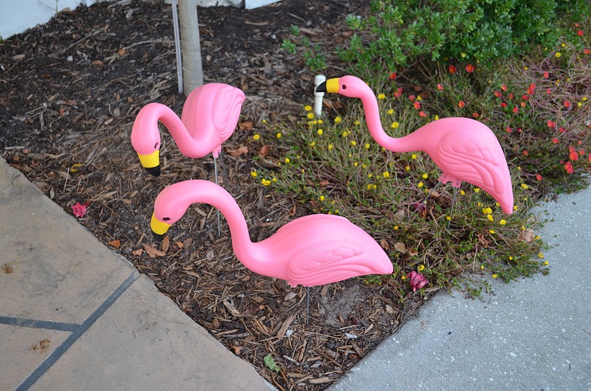 The theme for the Southside Village Holiday Stroll was a flamingo fantasyland.