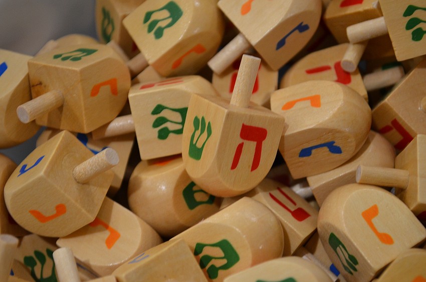 Dreidels were available in the temple shop.