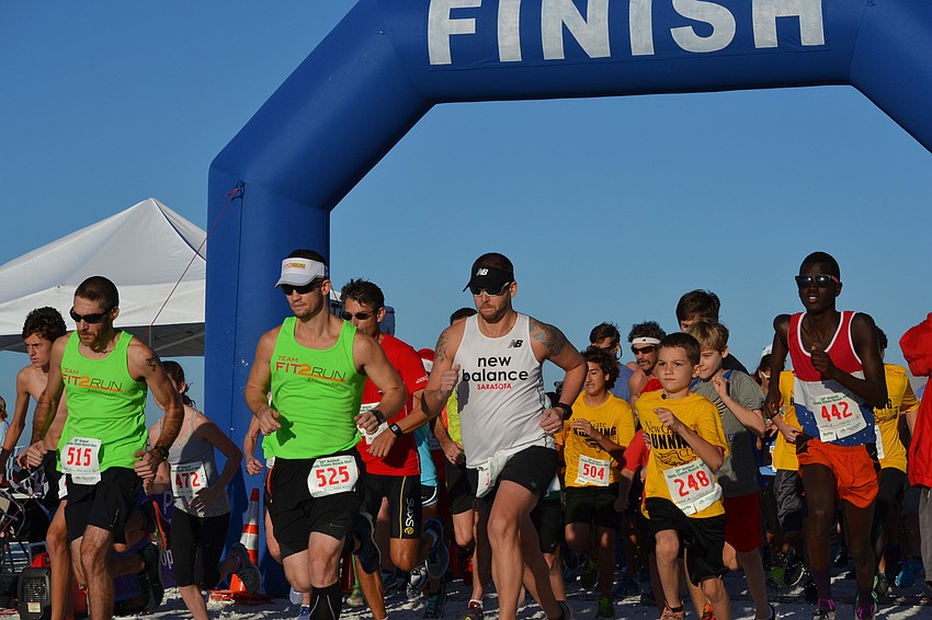 Runners at the start of the 5K course.
