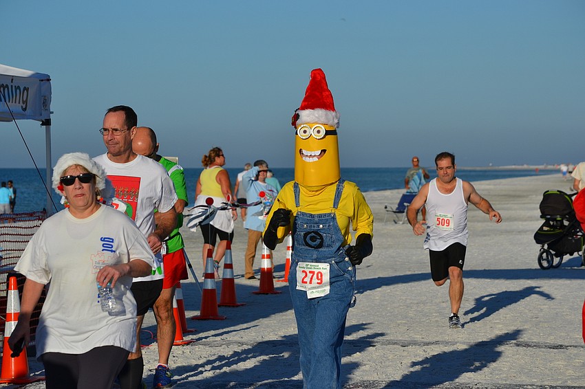 Some runners committed to their costumes like this minion who completed the run with a banana in hand.