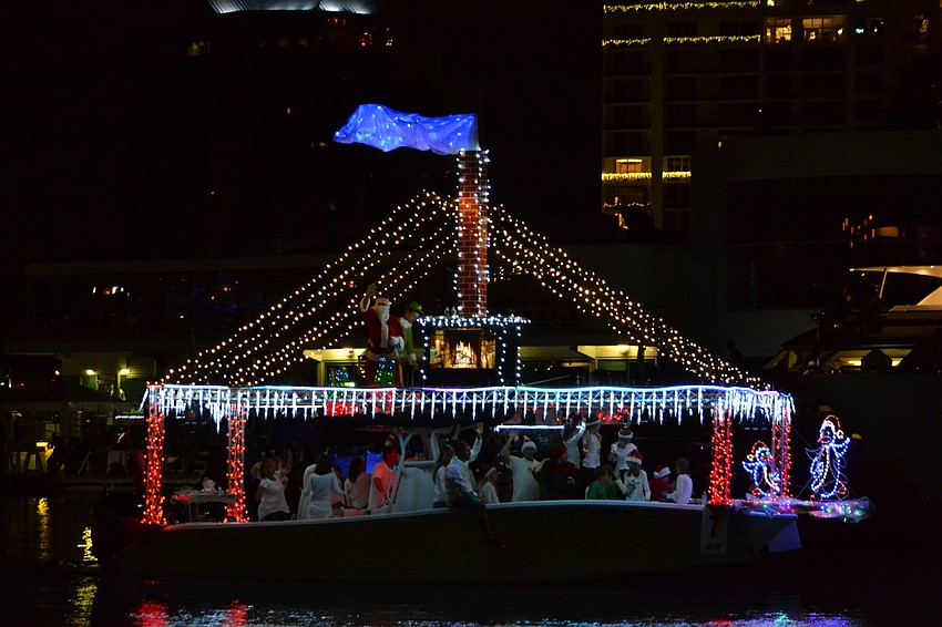 Santa's Workshop floats into the docks.
