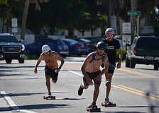 Participants on the first lap of the 8.8-mile route.