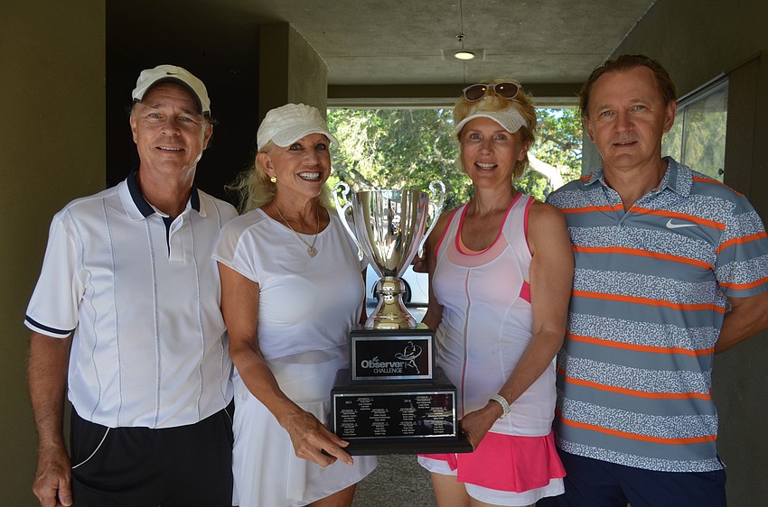 Division Three champions David and Marcia Gutridge and Gosia and Joe Pilch