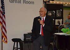 Bob Carter thanks guests for his surprise retirement party Monday evening at Friendship Centers.