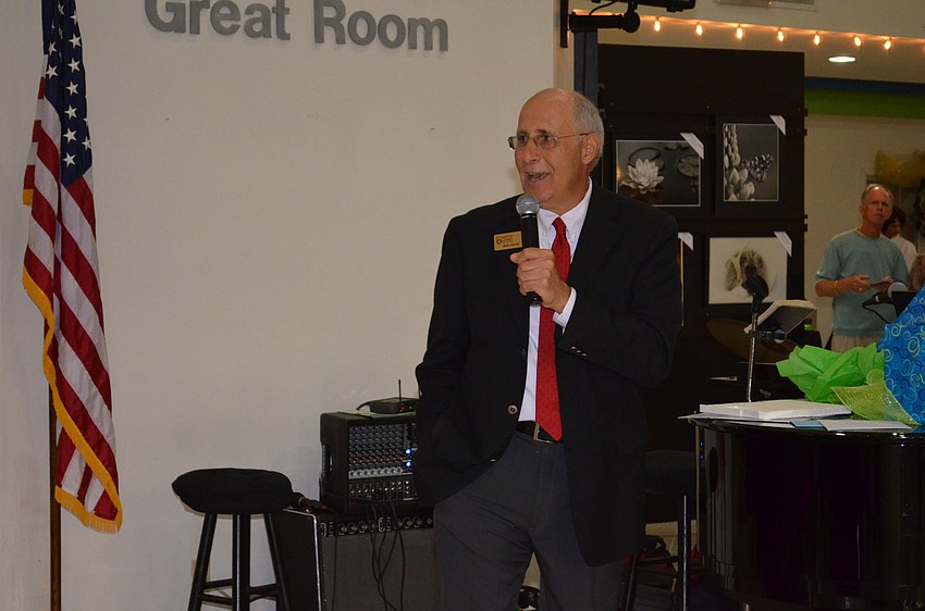 Bob Carter thanks guests for his surprise retirement party Monday evening at Friendship Centers.