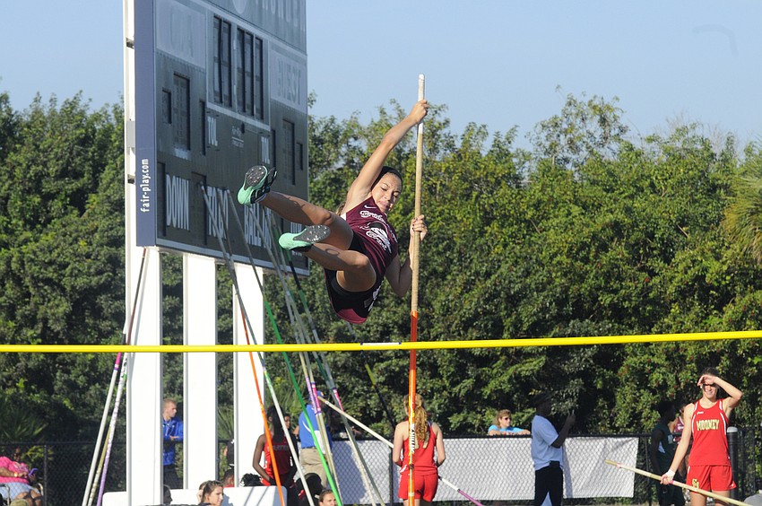 Braden River's Alyssa Gagnon competes in the pole vault during the ODA Invitational March 21.