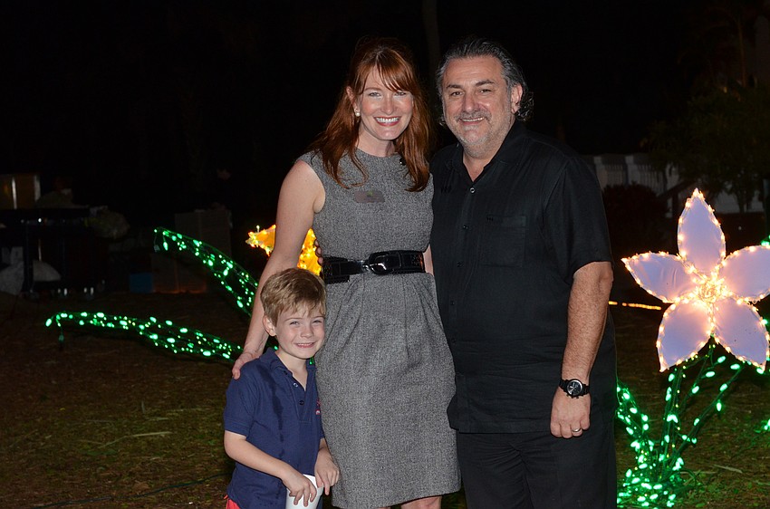 Emily Walsh with her son Rhys and Phil Mancini