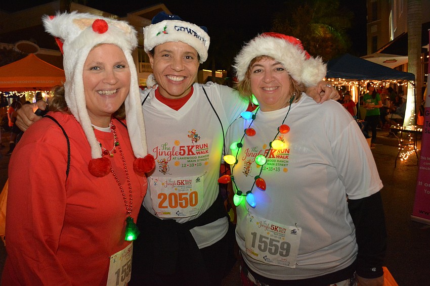 Christine Falconer, Diana Hughes and Vicki Tessmer, of Bradenton, tackle the 5K.