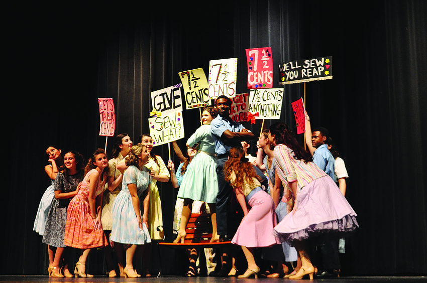 File photos
Pajama factory workers hold a rally during Lakewood Ranch High School’s production of “The Pajama Game.”