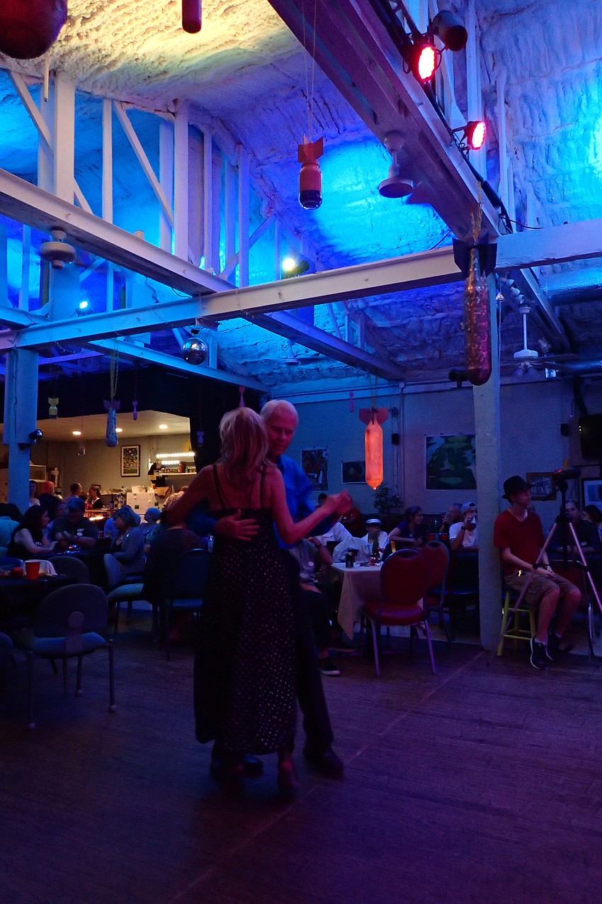 Jim Lawless and Deborah Freed dance to Washbaer.