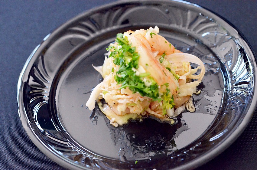 Blue cheese stuffed shrimp with Carolina red slaw from Chart House