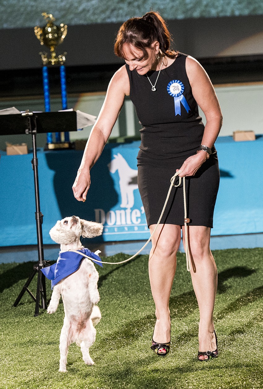 Dr. Anne Chauvet with her dog Oliver Sachs at Donte’s Den Top Dog Oct. 10.