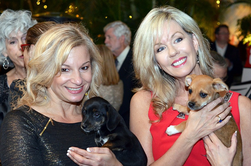 Dayle Hoffman holding Tammy and Marcia Dove holding Biscuit at ARC’s Unconditional Love Gala.