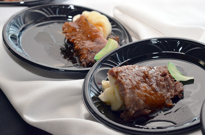 Horseradish mashed potatoes topped with beef brisket and demi drizzle from Mattison’s